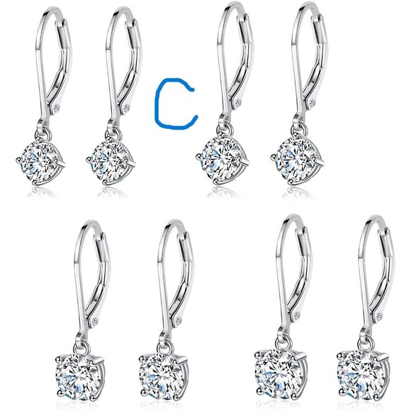 New 18K White Gold Plated Round Princess Cut Clear Cubic Zirconia Tear D… - Picture 6 of 11